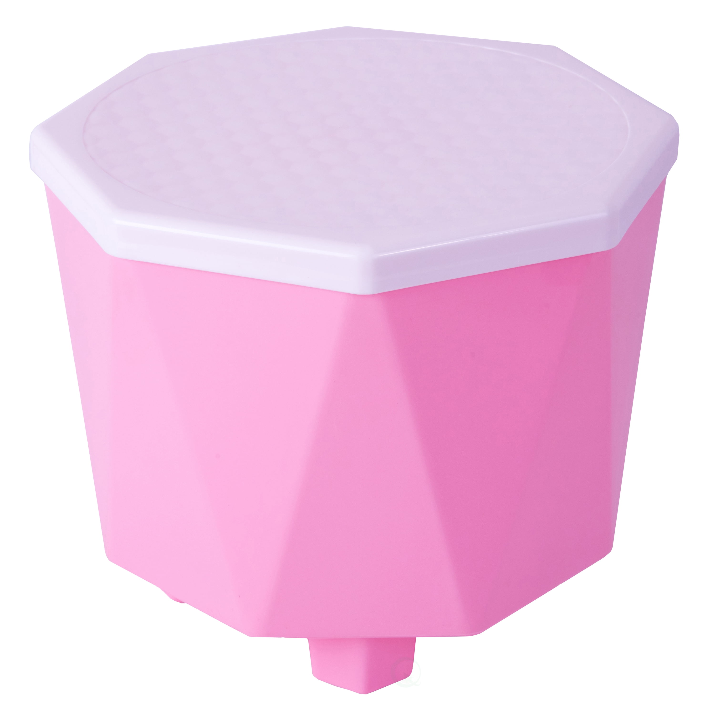 Pink and White Geometric Plastic Storage Step Stool