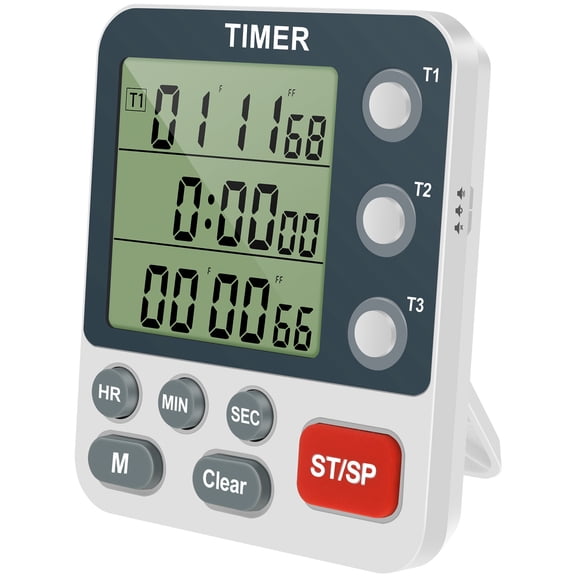 Plastic 3 Channel Kitchen Timer With Loud Alarm Magnetic Back Large Display Digital Timer Adjustable Volume High Precision Food Timer for Kitchen Cooking