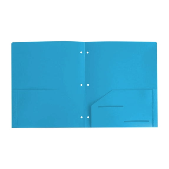 Plastic 3 Hole Punch Pocket Folders, Plastic Folders with 2-Pocket for 3-Ring Binders, Poly 2-Pocket Folder with Business Card Slot for School, Home, Office, Letter Size