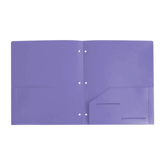 Plastic 3 Hole Punch Pocket Folders, Plastic Folders with 2-Pocket for 3-Ring Binders, Poly 2-Pocket Folder with Business Card Slot for School, Home, Office, Letter Size