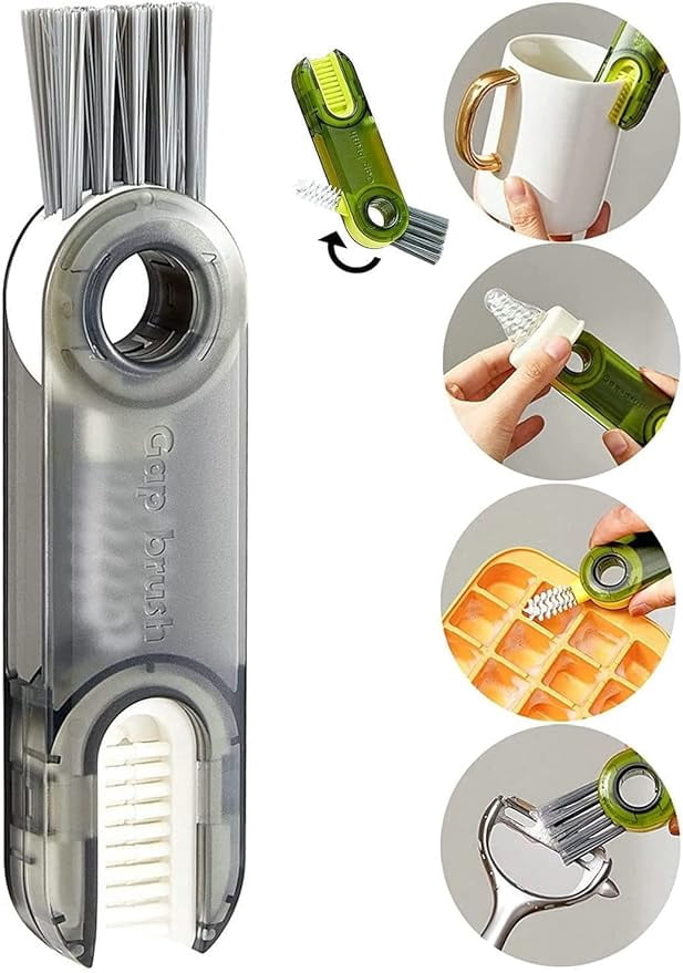 Plastic 3-In-1 Cup Lid Brush Set, Multifunctional Mini Bottle Cleaning Tool for Kitchen, Travel and Home