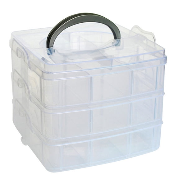 Plastic 3 Tier 18 Compartment Storage Organizer Box Removable Dividers for Craft Beads Jewelry Small Parts Hardware Tools, 1 X Small 3-Layer 18-Compartment Detachable Plastic Storage Box
