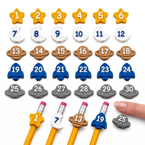 Plastic 30-Piece Numbered Pencil Caps Reusable Classroom Pencil Tags Teacher'S Pencil Tracking Markers For Stationery Stations