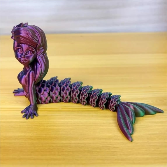 Plastic 3D Printed Mermaid Figurine Multi-jointed Movable Animal Simulation Model 6 Colors Mermaid Desktop Ornaments Home Decor