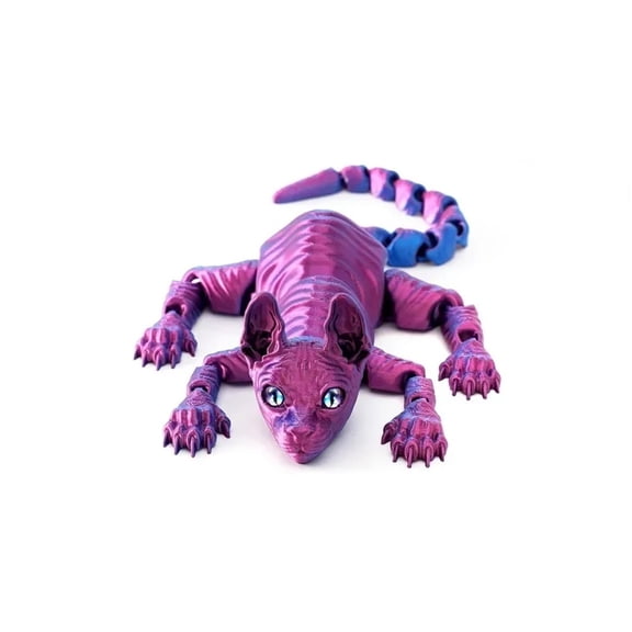 Plastic 3D Printed Sphynx Cat Model Multi-jointed Movable Sphynx Cat Action Figurine Solid Color Articulated Animal Figurine