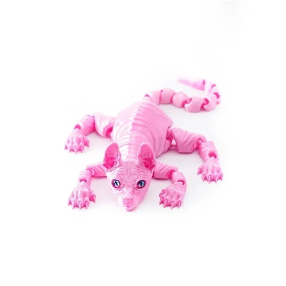 Plastic 3D Printed Sphynx Cat Model Multi-jointed Movable Sphynx Cat Action Figurine Solid Color Articulated Animal Figurine