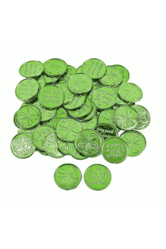 Plastic 4-Leaf Clover Good Luck Coins - Toys - 144 Pieces