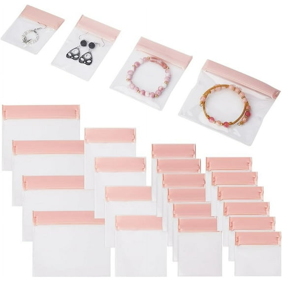 Plastic 4 Sizes Plastic Anti-oxidation Jewelry Zip Lock Bags Top Seal Bags for Rings Earrings Bracelets Storage Clear 8~11.7x7~11cm Unilateral Thickness: 7.8 Mil(0.2mm) 40pcs/set