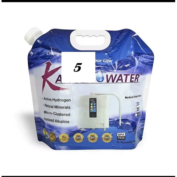 Plastic 5 Liter Foldable Alkaline Water Bag . Food Grade BPA Free No-Leak Plastic Container Collapsible Bag | Emergency Storage Jug.(Water not included) (5)