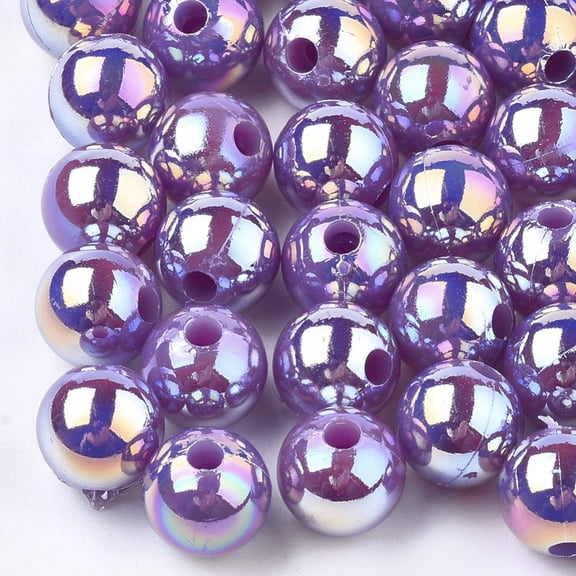 Plastic 500 g Plastic Beads AB color Plated Round Purple 8mm Hole: 1.8mm 2000pcs/500g