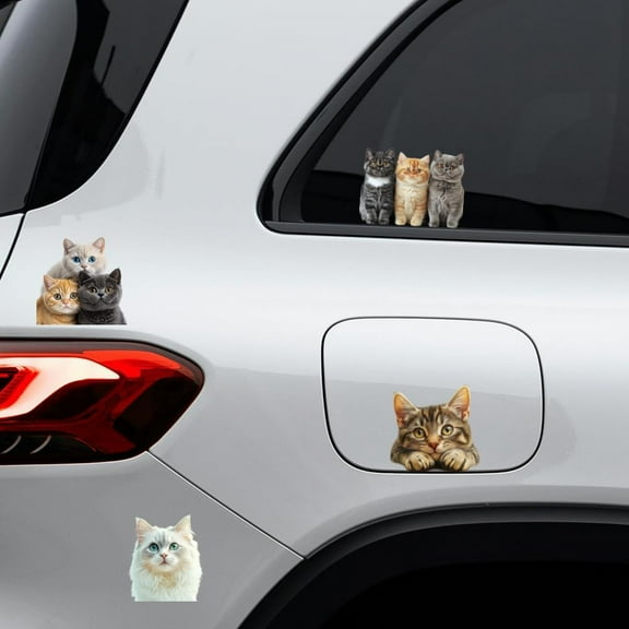 Plastic 5Pcs 3D Cat Vinyl Car Sticker Cute Animal Car Decals for Vehicle Decor Cat Stickers Waterproof Self-Adhesive Vinyl Stickers for Truck Car Motorcycle Laptop Window Luggage Bumper Fridge Toilet