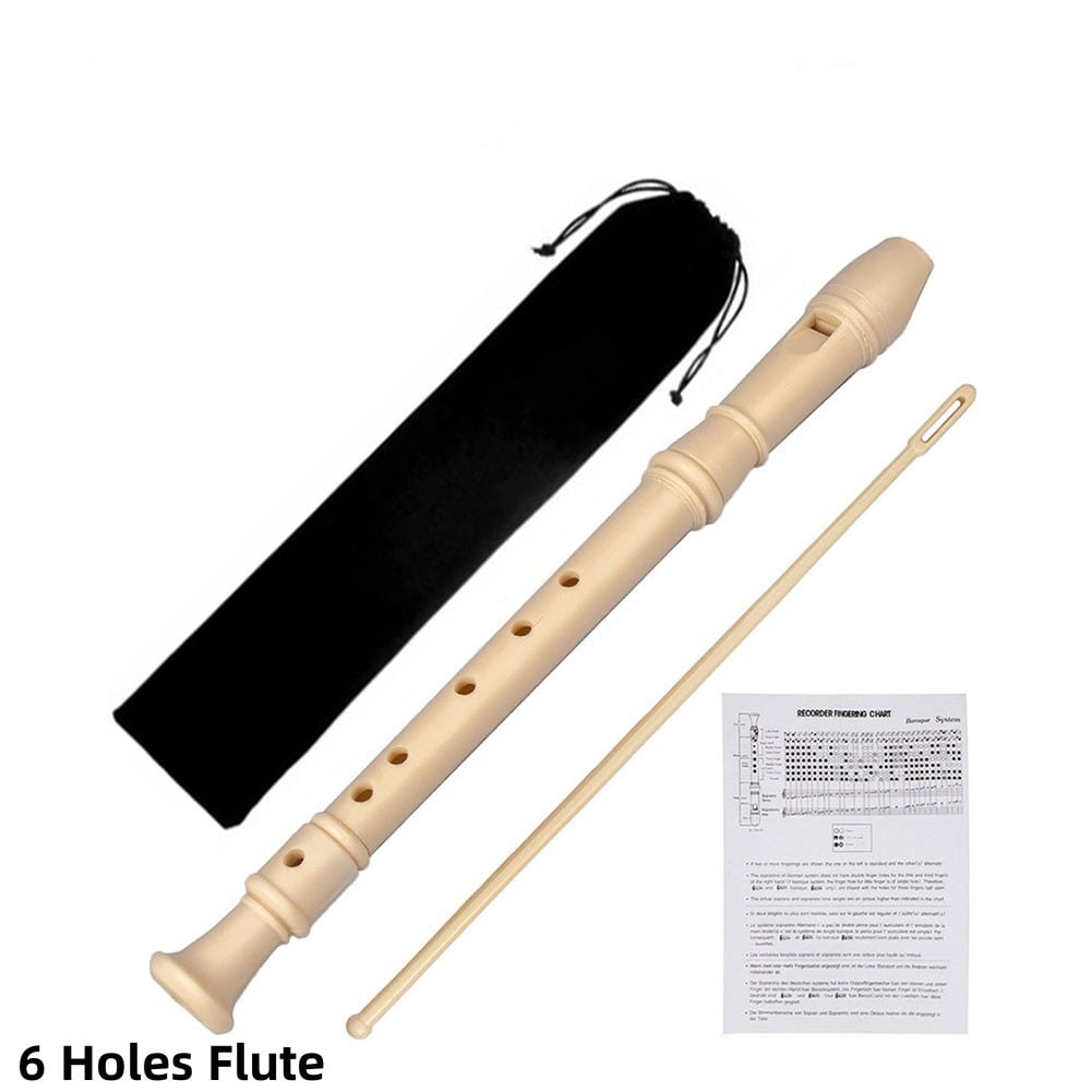 Plastic 6 8 Holes High Pitch Soprano Recorder Flute ABS Bag Cleaning