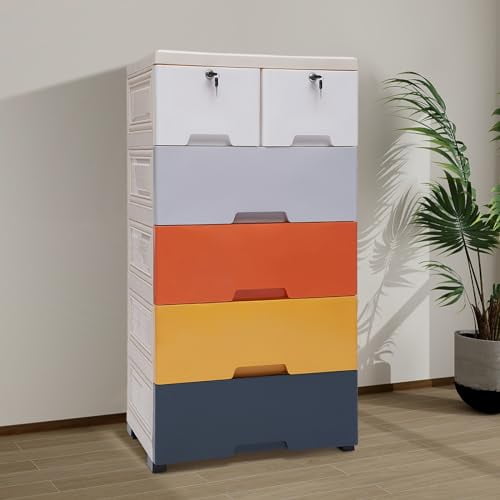 Plastic 6 Drawer Dresser for Bedroom, Closet Drawers Tall Chest of ...