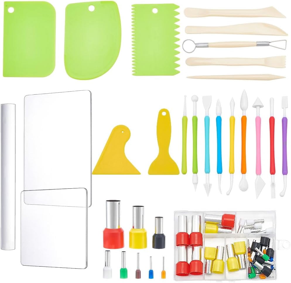 Plastic 62pcs Modeling Clay Sculpting Tools Kits PP Plastic Scraper & Chopper Acrylic Clay Tool Clay Sculpting Tools Clay Hole Punches Cutters Clay Modeling Tool for DIY Pottery Clay Craft Plastic