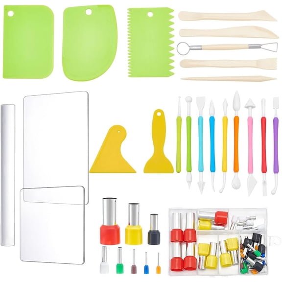 Plastic 62pcs Modeling Clay Sculpting Tools Kits PP Plastic Scraper & Chopper Acrylic Clay Tool Clay Sculpting Tools Clay Hole Punches Cutters Clay Modeling Tool for DIY Pottery Clay Craft Plastic