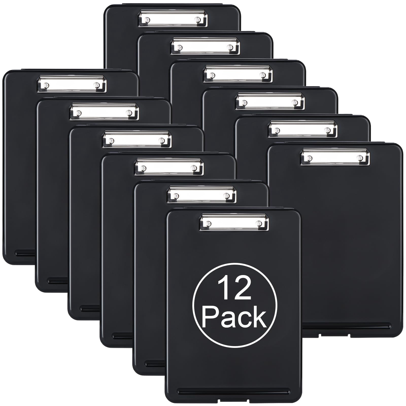 Plastic A4 Form Storage Box Case  Clipboard Bulk Set Suitable For School Utility Industrial Office Personnel Black 12 Pack