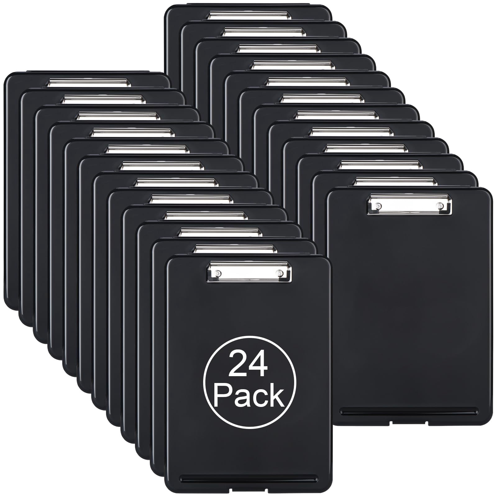 Plastic A4 Form Storage Box Case  Clipboard Bulk Set Suitable For School Utility Industrial Office Personnel Black 24 Pack
