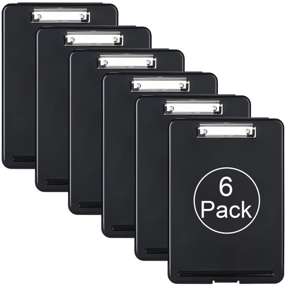 Plastic A4 Form Storage Box Case Clipboard Bulk Set Suitable For School Utility Industrial Office Personnel Black 6 Pack