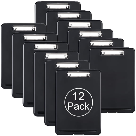 Plastic A4 Form Storage Box Case, Clipboard Case, Bulk clipboard Set Suitable for School,Utility,Industrial Office, Medical Personnel,Black,6 Pack