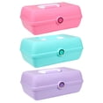 thumbnail image 1 of Plastic Accessory Cases with Carrying Handle 5.875x8.875x4 in Storage Box Container for Home Valentines Day Easter Birthday Jewelry Accessories Organizer Gift Set of 3 (Pink, Aqua Blue, Lilac), 1 of 7