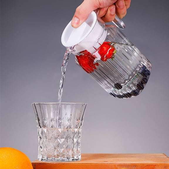 Plastic Acrylic Carafe with Lid and Spout, 600ml Clear Water Jug for Hot/Cold Water, Iced Tea Pitcher for Coffee, Mini Juice and Homemade Beverage Carafe, 6.30x3.35"