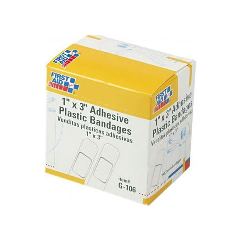 Adhesive Plastic Bandages, 1 x 3, 100/Box Adhesive Plastic Bandages, 1 x 3, 100/Box