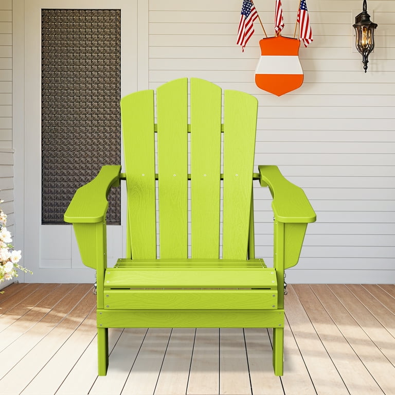 JUSTLET Adirondack Chiar Plastic Folding Outdoor Patio Chiars Outside HDPE Chairs for Lawn Yard Apple Green