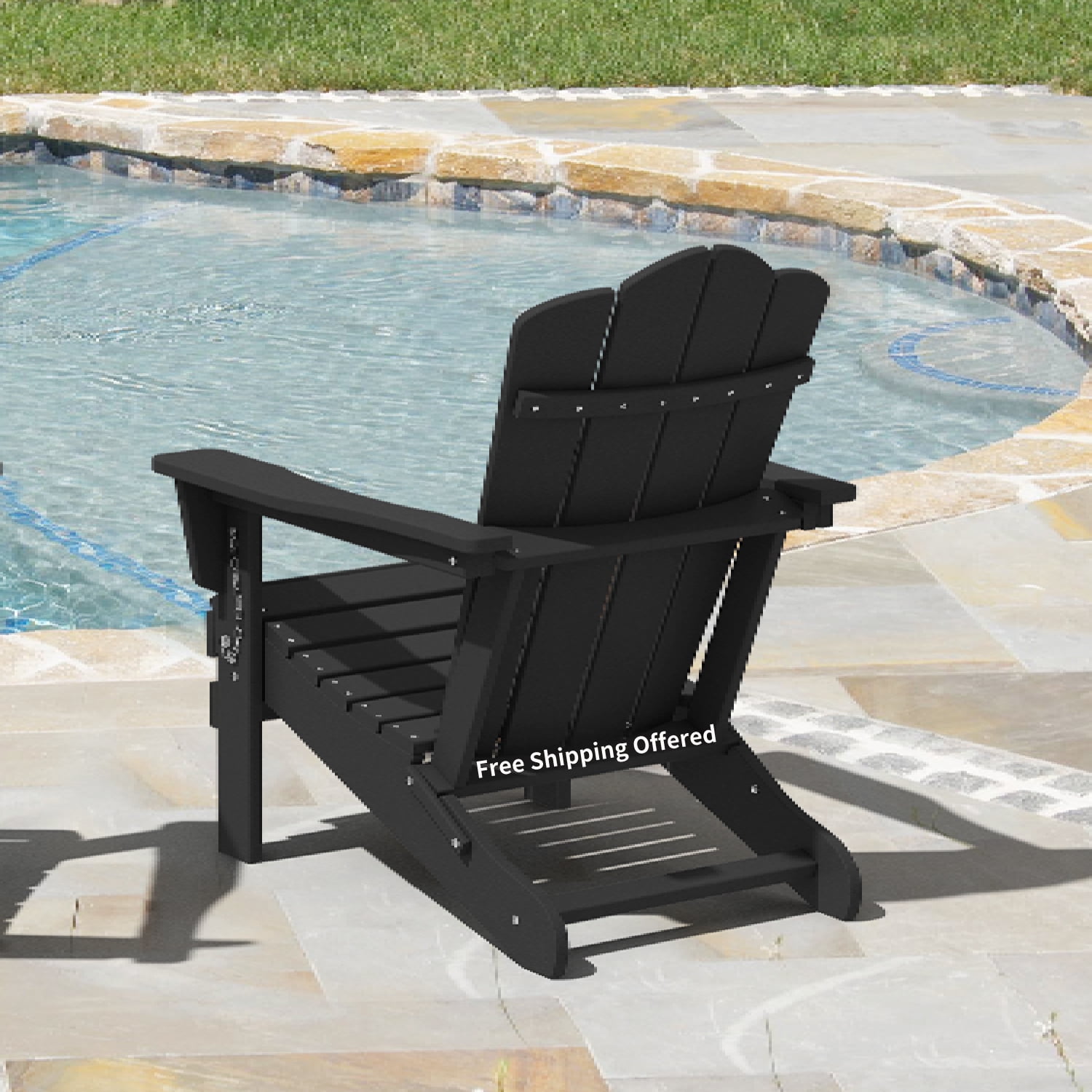 Plastic Adirondack Chair Folding Outdoor Patio Furniture Chair Black Walmart