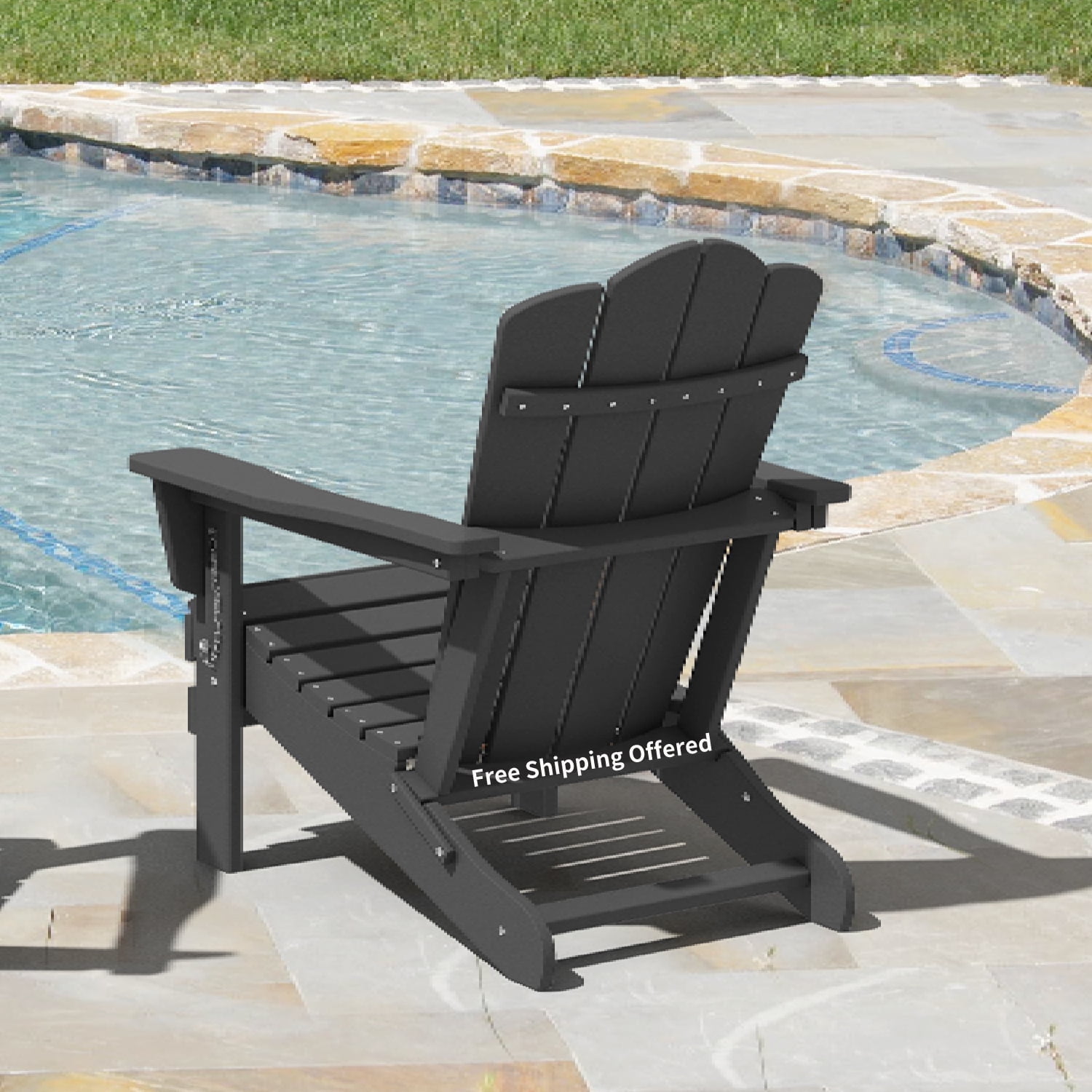 Plastic Adirondack Chair Folding Outdoor Patio Furniture Chair Gray