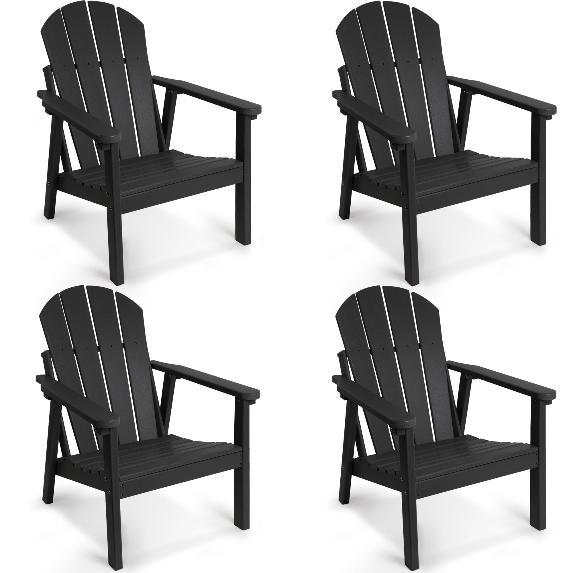 FOOWIN HDPE Adirondack Chairs Set of 4, Black