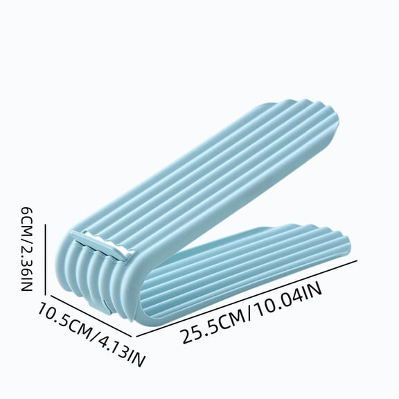 Plastic Adjustable Double‑Layer Shoe Stacker, Space‑Saving Shoe‑Cabinet Divider Organizer, Stackable Shoe Storage Tray for Closet Entryway Bedroom Apartment, Blue