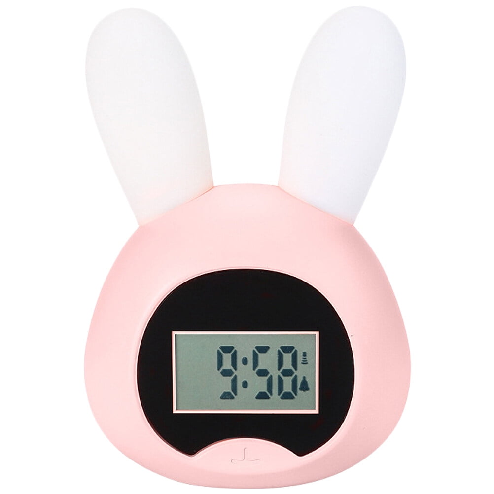 Plastic Alarm Clock Small Desktop Clock Rabbit Ear Style Hour and Minute Alarm Clock with USB