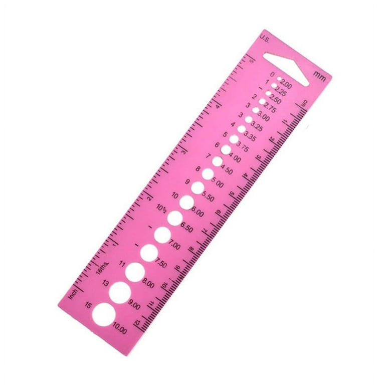 Plastic All In One Measure Ruler Useful Needle Gauge Sewing Ruler Circle  Holes Template Ruler Creative Knitting Tools 