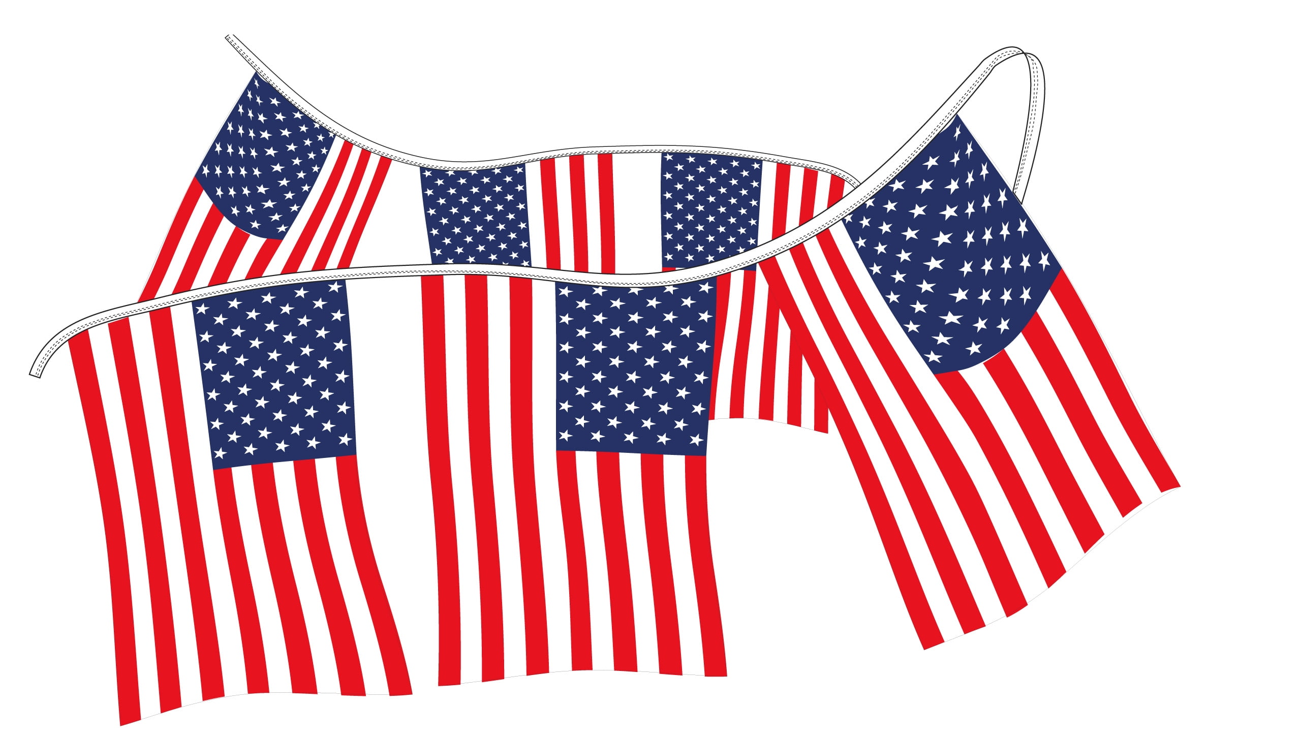 SSWBasics Plastic American Flag Pennant - 60'L