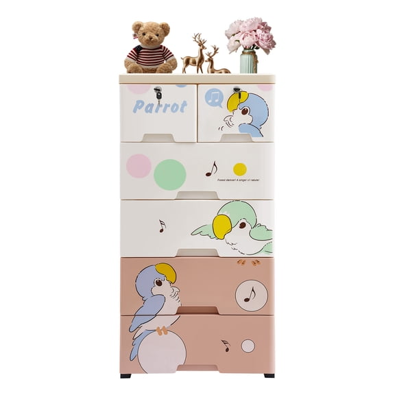 Plastic Anti-Slip Drawers Dresser,Storage Cabinet With 6 Drawers, For Living Room, Bedroom, Checkroom Furniture