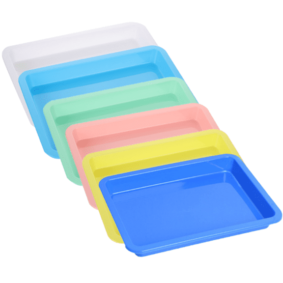 Plastic Art Trays, 6 Pack Stackable Activity Crafts Organizer Serving Jewelry Tray for DIY Projects, Painting, Beads, Organizing Supply (9.6 x 7 Inches)