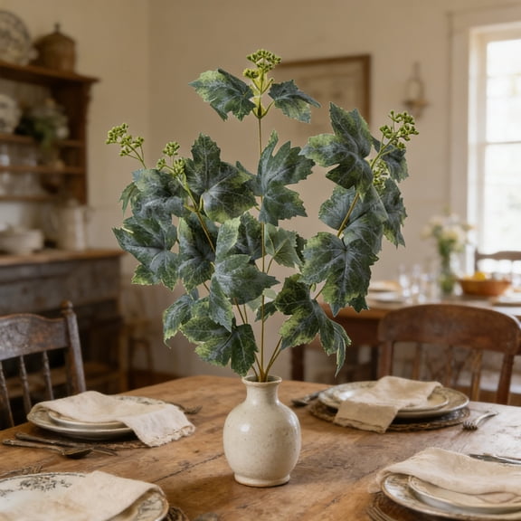 Plastic Artificial Grape Leaf Bush 47cm Faux Stems for Home Decor Wedding