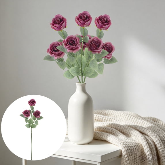 Plastic Artificial Roses for Home Decor, Outdoor Garden, Porch, and Window Box Arrangements