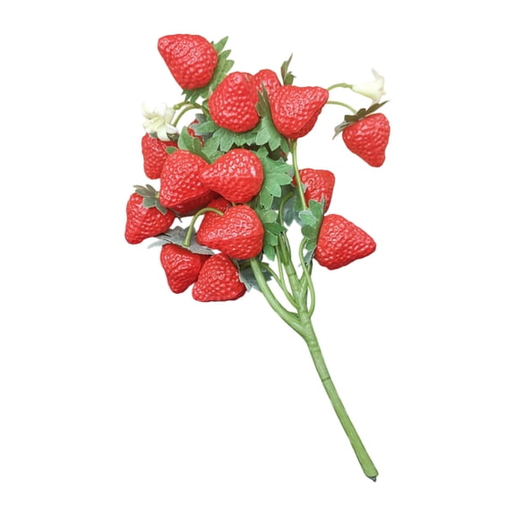Plastic Artificial Strawberry Branch Fruit Decorations For Yearlong Shelf Styling Projects Holidays Celebration
