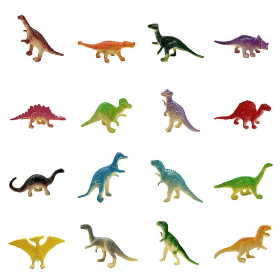 Plastic Assorted Mini Dinosaur Figures, Little Dinosaur Figurine, Small Dino Toy 1.5 inch - 2.5 inch, Great for Dino Cake Topper, Easter Eggs Filler, School Carnival Awards,Christmas Gift, Pack of 16