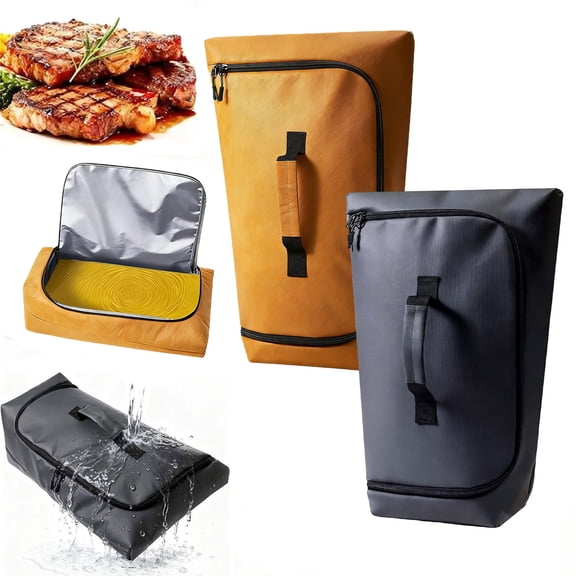 Plastic BBQ Blanket Meat Resting Bag | Insulated Grill Food Carrier | Large 53x20x20 cm | Waterproof, Durable, Portable with Handles & Shoulder Strap | Outdoor, Camping, Picnic Use