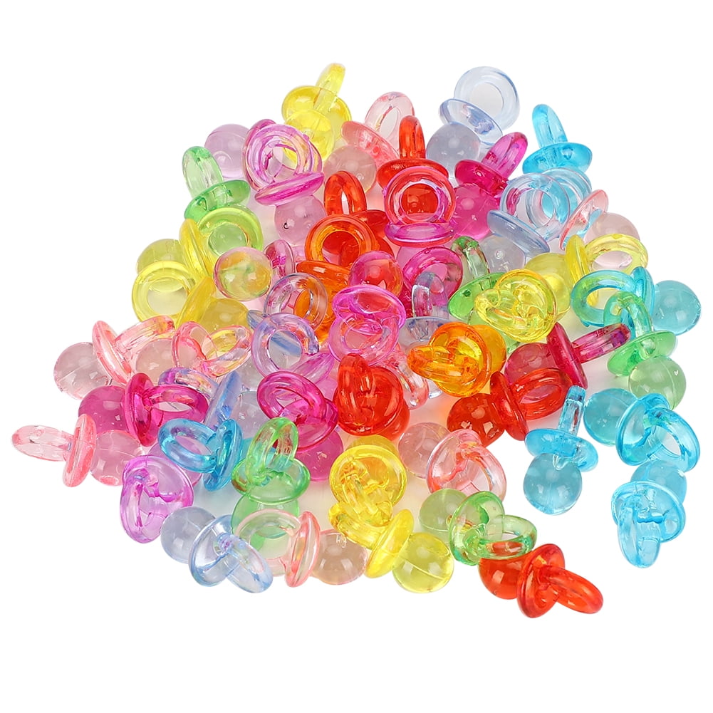 Plastic Baby Pacifiers, 100Pcs Acrylic Pacifier Toys Colorful Baby