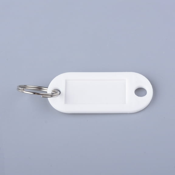 Plastic Badge Holders with Iron Rings Tag Card Holder Oval White 50.5x22x2.5mm Hole: 7mm