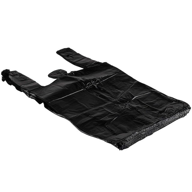 Plastic BagBlack Plain TShirt Bag 11.5"X6.5"X21.5" (Black, 100 Bags