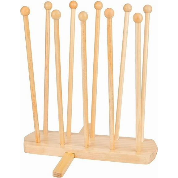 Plastic Bag Drying Rack Reusable Bag Cup Drainer Holder with 10 Sticks Pinewood Drying Rack for DIY Drying Food Storage Bags Drinking Cups Bottles Dishcloths