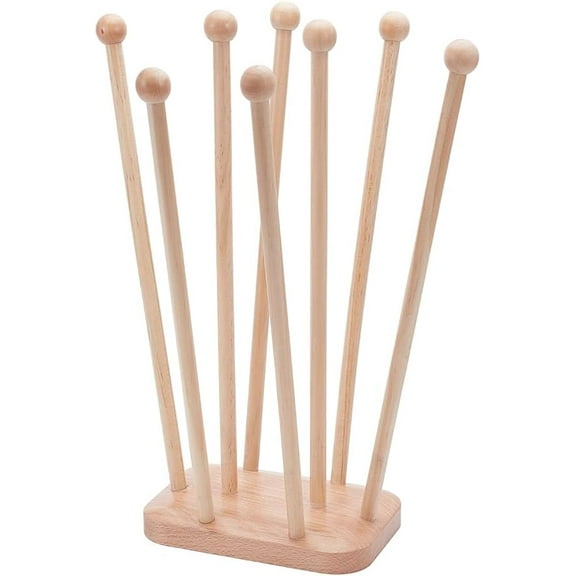 Plastic Bag Drying Rack, Reusable Bag Cup Drainer Holder with 8 Sticks Beech Wood Drying Rack for Drying Food Storage Bags, Drinking Cups, Bottles, Dishcloths
