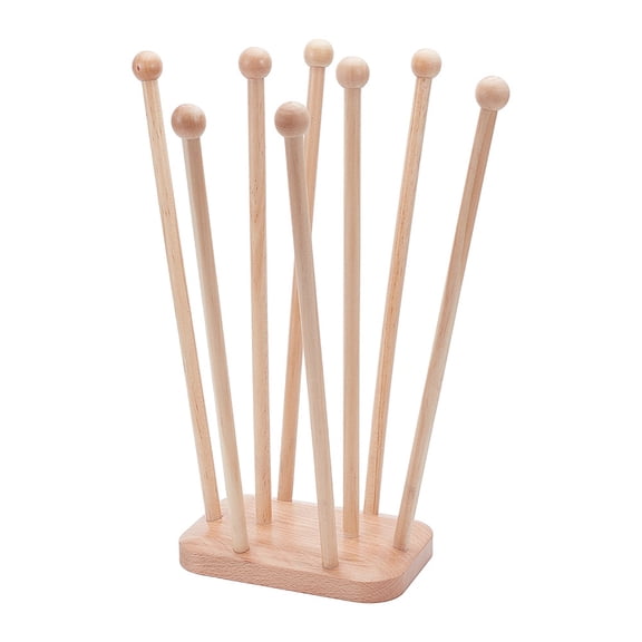 Plastic Bag Drying Rack Reusable Bag Cup Drainer Holder with 8 Sticks Beech Wood Drying Rack for Drying Food Storage Bags Drinking Cups Bottles