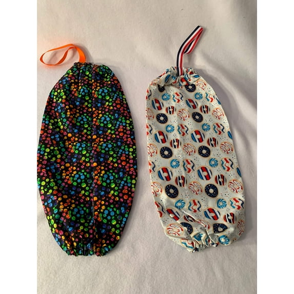 Plastic Bag Holder, Grocery Bag Holder, Reusable Bag Hanging Storage, Various Prints, Washable