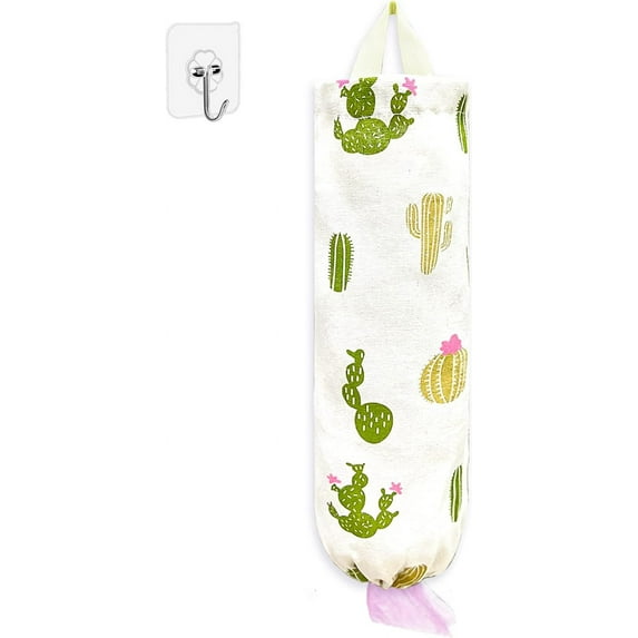 Reusable Plastic Bag Holder With Flower Cow Print - Kitchen Storage & Grocery Bag Organizer