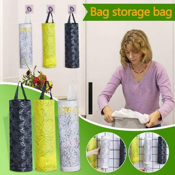Plastic Bag Holder, Trash Bag Holder, Grocery Bag Holder for Plastic Bags Mesh Hanging Storage Dispenser Trash Bag Organizer Shopping Bag Holder for Plastic Bags
